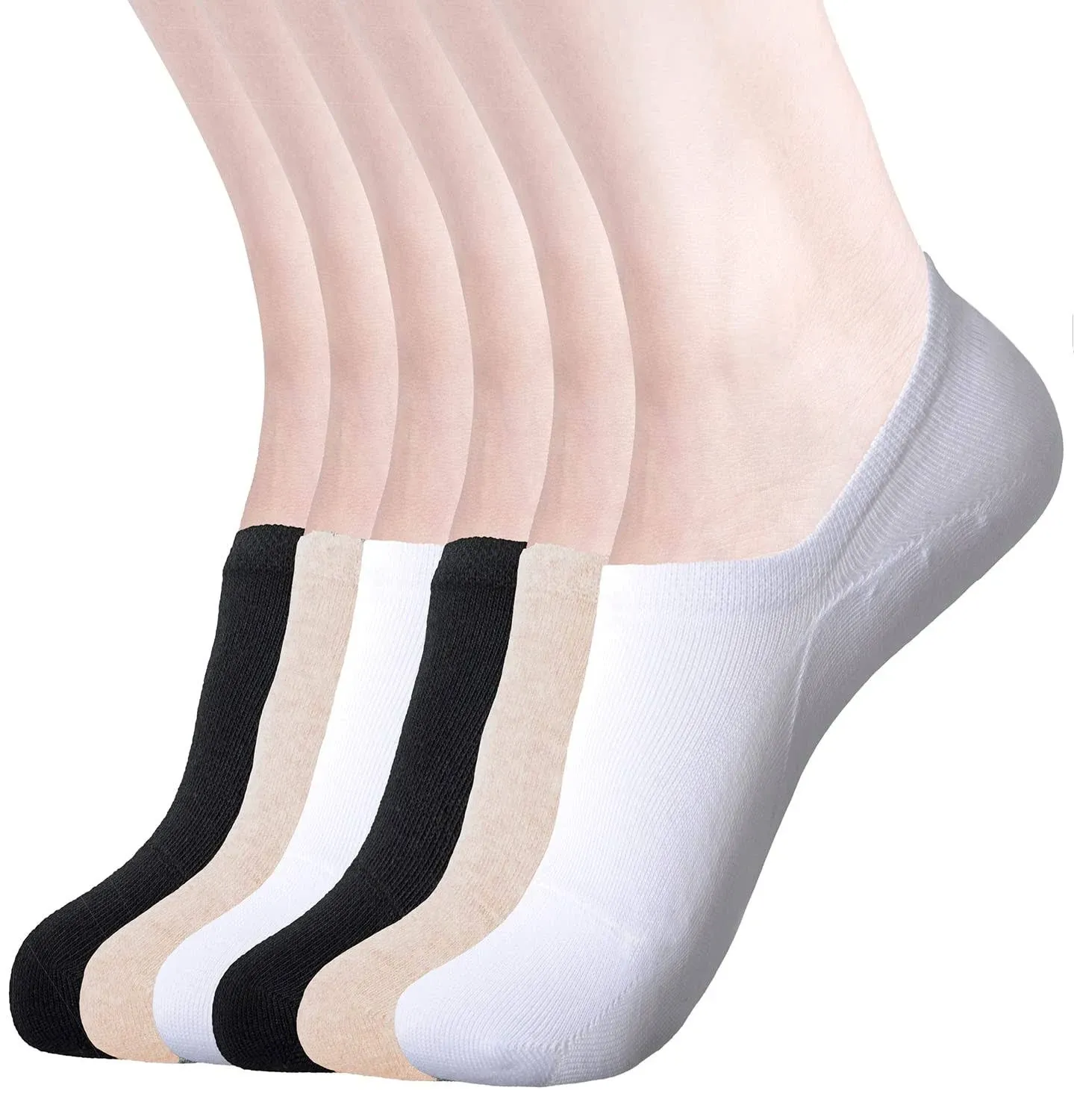 DIBAOLONG Womens No Show Socks Non Slip Flat Boat Line Low Cut Socks (6-12 Packs)