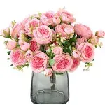 Pink Artificial Flowers 3Pcs Artificial Fake Peonies Bouquet for Decoration F...