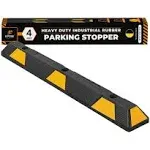 Xpose Safety 4' Yellow and Black Heavy-Duty Rubber Parking Curb Stop PBSY-4-X