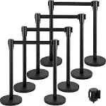 VEVOR Crowd Control Stanchion Stanchion Set 8 Pieces with 6.6 ft/2 M Black Belt