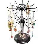 MyGift Black Metal Jewelry Organizer Tower Necklace Tree Bracelet Display Stand