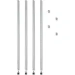 Alera Stackable Posts For Wire Shelving, 36&#034; High, Silver, 4/Pack -ALESW59PO36SR