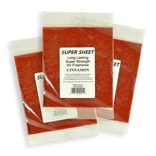 Super Sheet Large (8"x7") Under Seat Car Air Freshener, 3-PACK (Cinnamon)