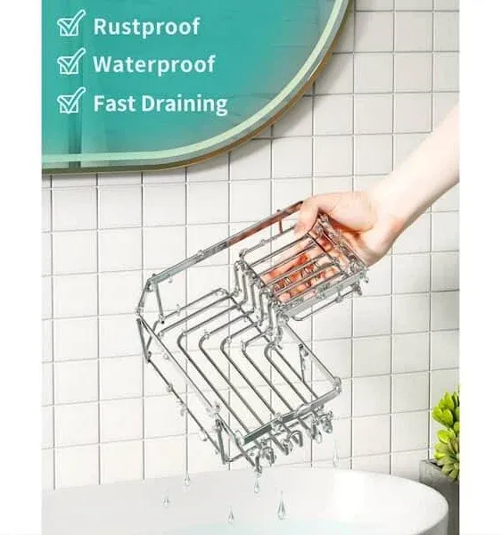 Corner Shower Caddy Organizer with Hooks No Drilling CornerShower Caddy CV