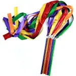 GSI Multicolor Sparkling Gymnastic Ribbon Wands [6 Pack] with 9 inch Stick and 1 Meter Ribbon for Gym, Training, Circus, Dance, Baton Twirling, Dancing Streamers (Pack of 6)