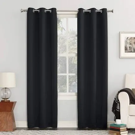 Sun Zero - Mariana Black Blackout Grommet Curtain Panel, (95")