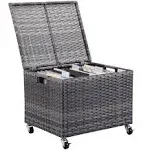 BirdRock Home Rolling File Box - Storage Cabinet with Wheels - File Organizers Boxes - Synthetic Rattan Wicker Office Decor - Home Office (Grey)