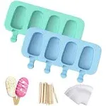 Popsicles Molds, Ozera 2 Pack Homemade Cake Pop Molds, Reusable Silicone Popcical Molds Maker Ice Pop Cream Molds Cakesicle Molds with 50 Wooden Sticks & 50 Popsicle Bags