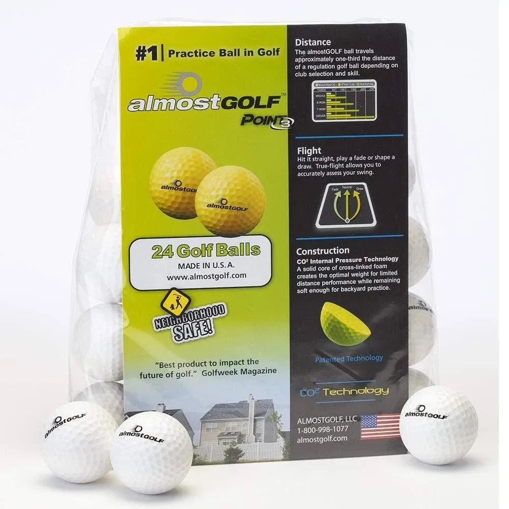 ALMOSTGOLF POINT3 Limited Flight Practice Golf Balls Realistic Spin, Trajectory ...