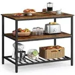 VASAGLE Kitchen Island with 3 Shelves 39.4 Inches Kitchen Shelf with Large Worktop