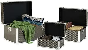 Faux Leather Storage Trunk Set of 3