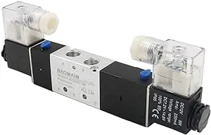 Baomain Pneumatic Solenoid Air Valve 4V230C-08 DC 12V 5 Way 3 Position PT1/4" Internally Piloted Acting Type Double