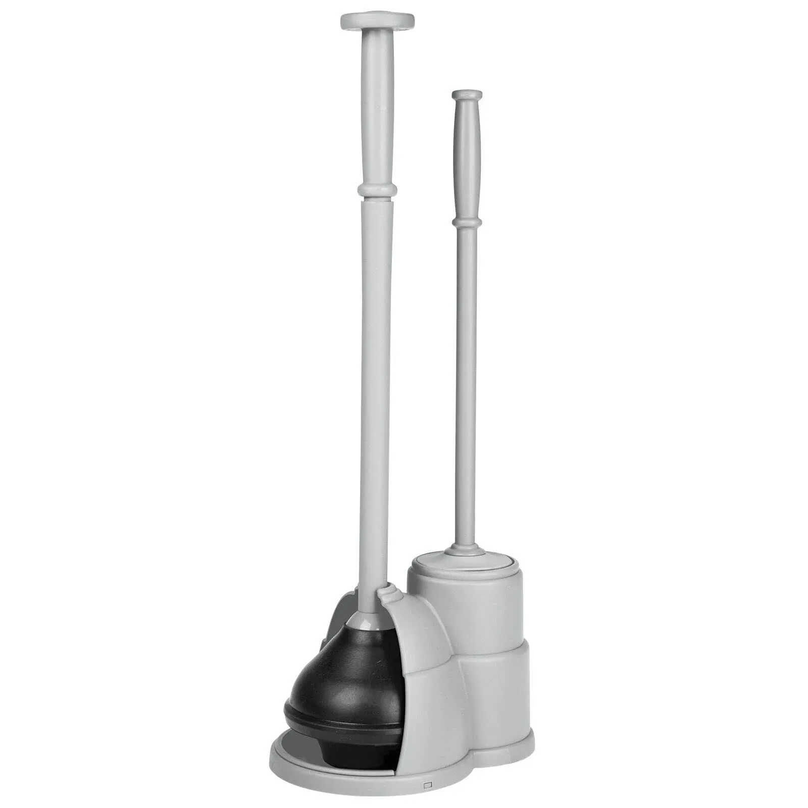 mDesign Hidden Plunger and Brush Set for Bathroom Toilet - Gray