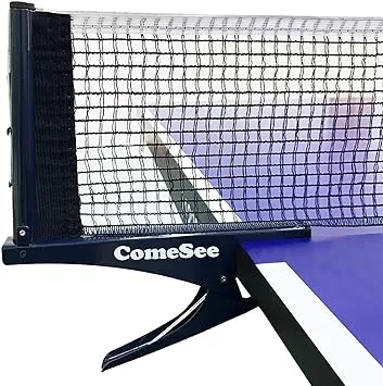 Kioos Collapsible Table Tennis Net Professional Steel Pingpong Net Clip Grip Mesh Training Competition Portable Tension Adjustable Post (Navy)