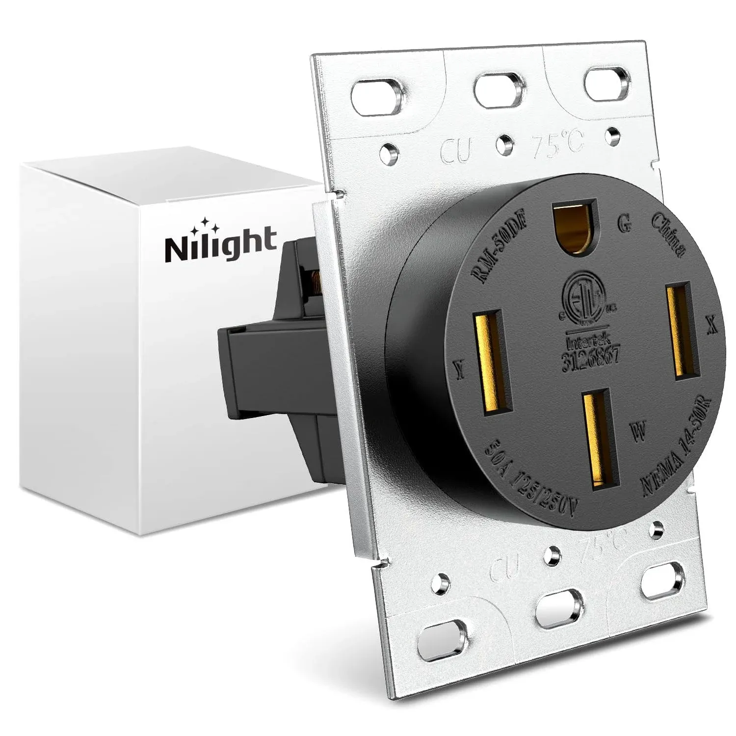 Nilight 50AMP RV Power Outlet 125/250V NEMA 14-50R Heavy Duty RV Receptacle