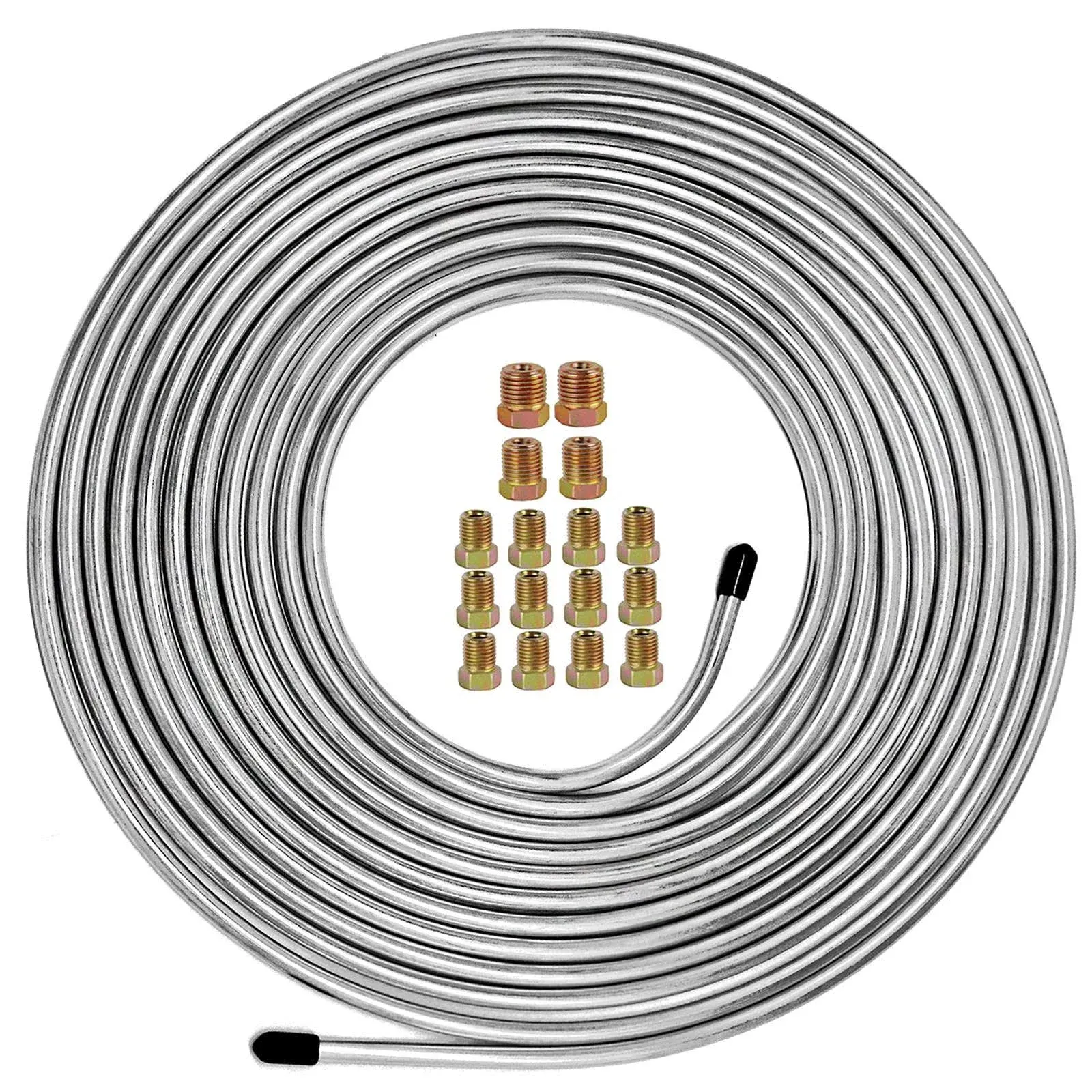 Mu Hize 25 ft. of 1/4 Brake Line Tubing Kit Flexible Zinc Coated Steel Tube Roll 25 ft 1/4" Rustproof, Corrosion Prote