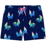 Chubbies Swim Trunks Men Small Blue Rooster Fowl Play Bathing Suit Shorts 7&#034;