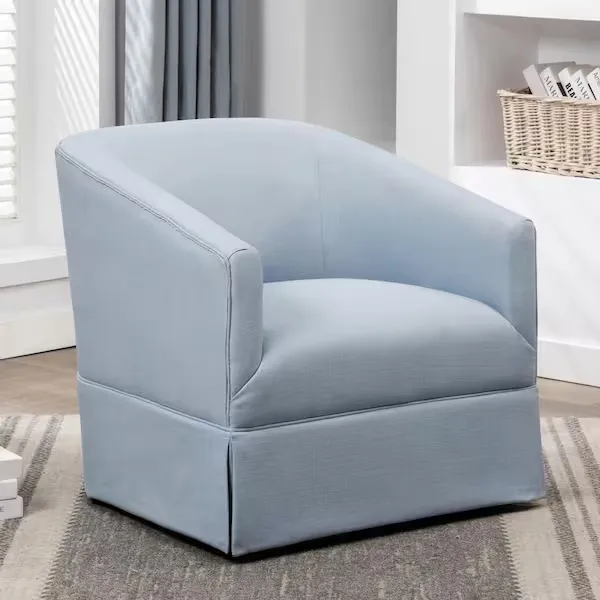 Comfort Pointe Elm Skirted Swivel Chair - Sky Blue