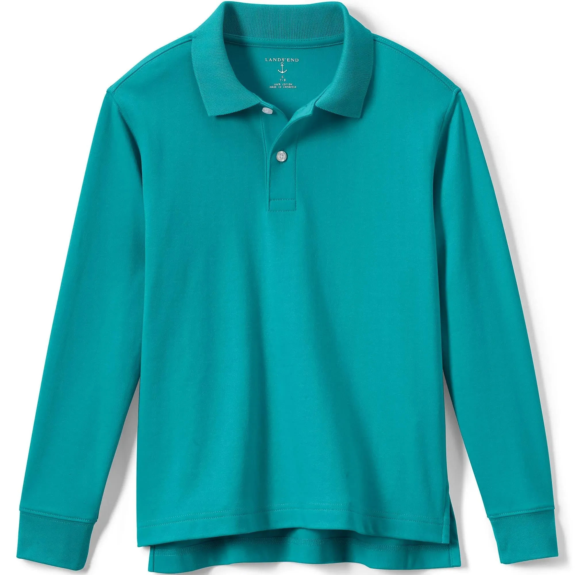 Lands' End School Uniform Kids Long Sleeve Interlock Polo Shirt