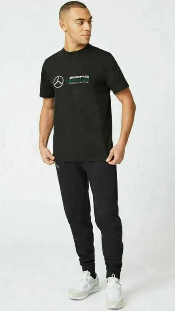 Mercedes-AMG Petronas F1 Unisex Large Logo T-Shirt (Black, XS)