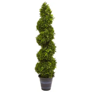 Nearly Natural Boxwood Spiral Topiary with Planter