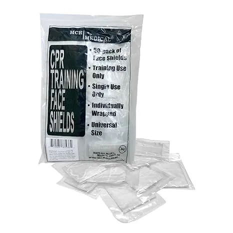 MCR Medical Pack of 50 CPR Training Shields, Individually Wrapped, MCRTS-50