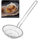 Hicook Stainless Steel Kitchen Spider Strainer Skimmer Ladle Food Dumpling Noodle Strainer for Pasta Spaghetti Noodles and Frying, 5 inches