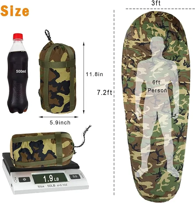 Bivy Cover Sack for Military Army Modular Sleeping System, Waterproof Outer Shell for Sleeping Bag, Minimalist Stealth Shelter Multicam/Woodland/UCP/OCP/OD