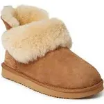 Fireside by Dearfoams Women's Perth Genuine Shearling Foldover Boot - Chestnut Size 9