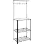 SONGMICS Baker’s Rack Adjustable Microwave Stand Kitchen Storage Rack with 4 Shelves 6 Hooks for Pots Pans Spice Bottles in The Kitchen Apartment