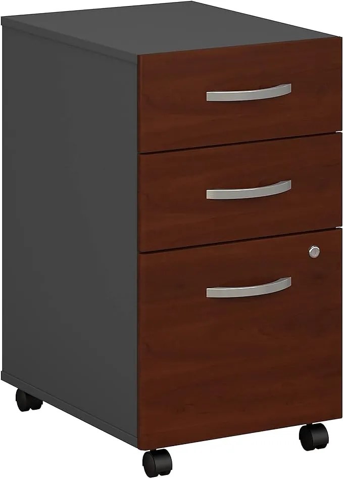 BBF Components Collection 3-Drawer Mobile File Cabinet, Hansen Cherry