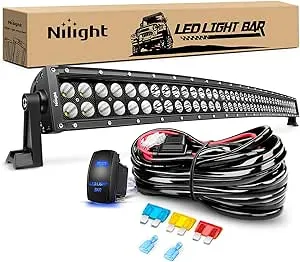 Nilight 42inch 240W Curved LED Light Bar Spot Flood Combo Off Road Lights and 14AWG 5Pin Rocker Switch Wiring Harness Kit for at MechanicSurplus.com