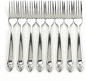 8 Piece Stainless Steel Dinner Forks - Heavy Duty and Mirror Polishing Flatware Forks Set - Diamond Theme