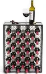 Mango Steam 32 Bottle Wine Rack with Glass Table Top, Black