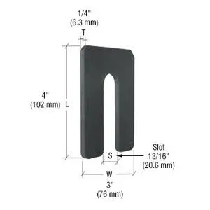 CRL Black 1/4&#034; x 4&#034; Jumbo Size Plastic Horseshoe Shims - pack of 100