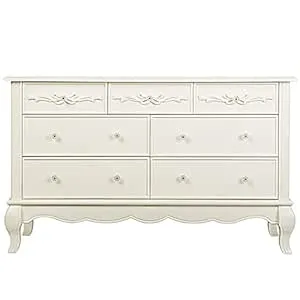 Evolur Aurora 7 Drawer Double Dresser - Ivory Lace