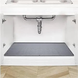 Jurchio Under Sink Mat for Kitchen Waterproof, 34" x 22" Silicone Under Sink Liner Cabinet Mat Cabinet Protector, Sink Mats for Kitchen, Bathroom and