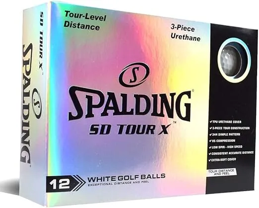 Spalding SD Tour x Golf Balls, 12 Pack, White