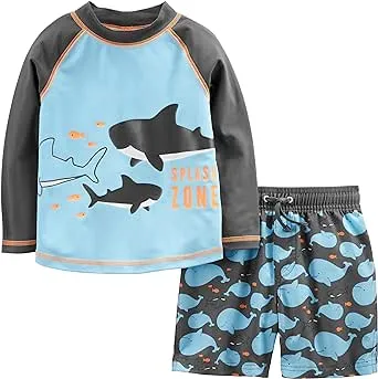 Simple Joys by Carter's Toddlers and Baby Boys' Swimsuit Trunk and Rashguard Set