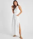 Stella Sleeveless Tie-Belt Linen Maxi Dress