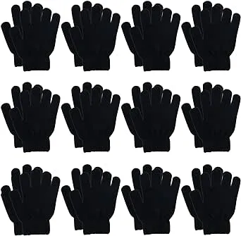 12 Pairs Kid&#039;s Winter Magic Gloves Children Stretchy Warm Magic Gloves Boys o...