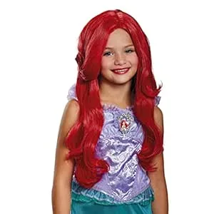 Disguise Disney Princess Ariel Little Mermaid Girls' Wig, Polypropylene, RED, One Size