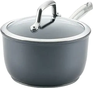 Anolon Accolade Forged Hard Anodized Nonstick Sauce Pan / Saucepan with Lid, 2.5 Quart - Moonstone Gray