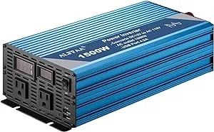 1500W Pure Sine Wave Inverter 12V to 110V with Built-in 5V/2.1A USB Port,Hardwire Terminal, LCD Display,12V DC to 120V AC Converter for Home, RV, Truck (1500W)