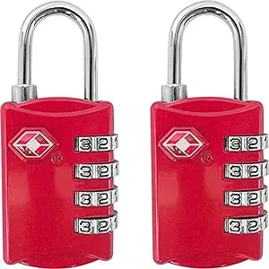 Desired Tools TSA Locks for Luggage, 2-Pc Durable Steel Padlock, Keyless Easy to Read 4-Digit Combination Lock for Backpacks, Travel Suitcases,