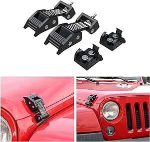 ASLONG 2PCS Hood Latches Catch Kit with U.S. Flag Style Black Aluminum for Jeep Wrangler JK JKU 2007-2018 & 2018-2021 Jeep Wrangler JL JLU Gladiator JT，Pair