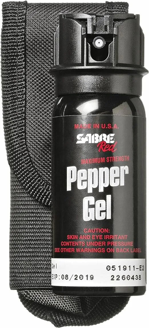 SABRE Tactical Pepper Gel With Belt Holster For Easy Carry, Maximum Police Strength OC Spray, Quick Access Fast Flip Top Safety, Tactical Design For Security Professionals, 1.8 fl oz