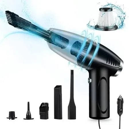 Portable Car Vacuum Cleaner - High Power 8000pa Suction, 15ft Corded Handheld Whole Car Detailing Vacuum with Multi-Nozzles and Air Blower for Wet,