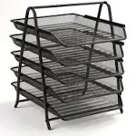 Desk Organizer with 5 Sliding Trays, Black