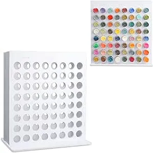 SANFURNEY 64 Holes Craft Paint Storage Organizer Vertical Paint Rack Only Stand for 17ml Vallejo, Army Painter Dropper Bottles, NOT for 2oz Craft Paints or Citadel